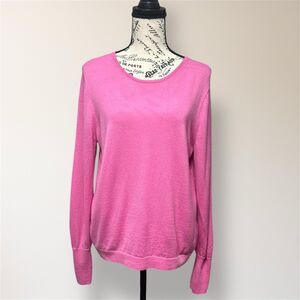 J.Crew Pink Merino Wool Crewneck Long Sleeve Lightweight Pullover Sweater Preppy